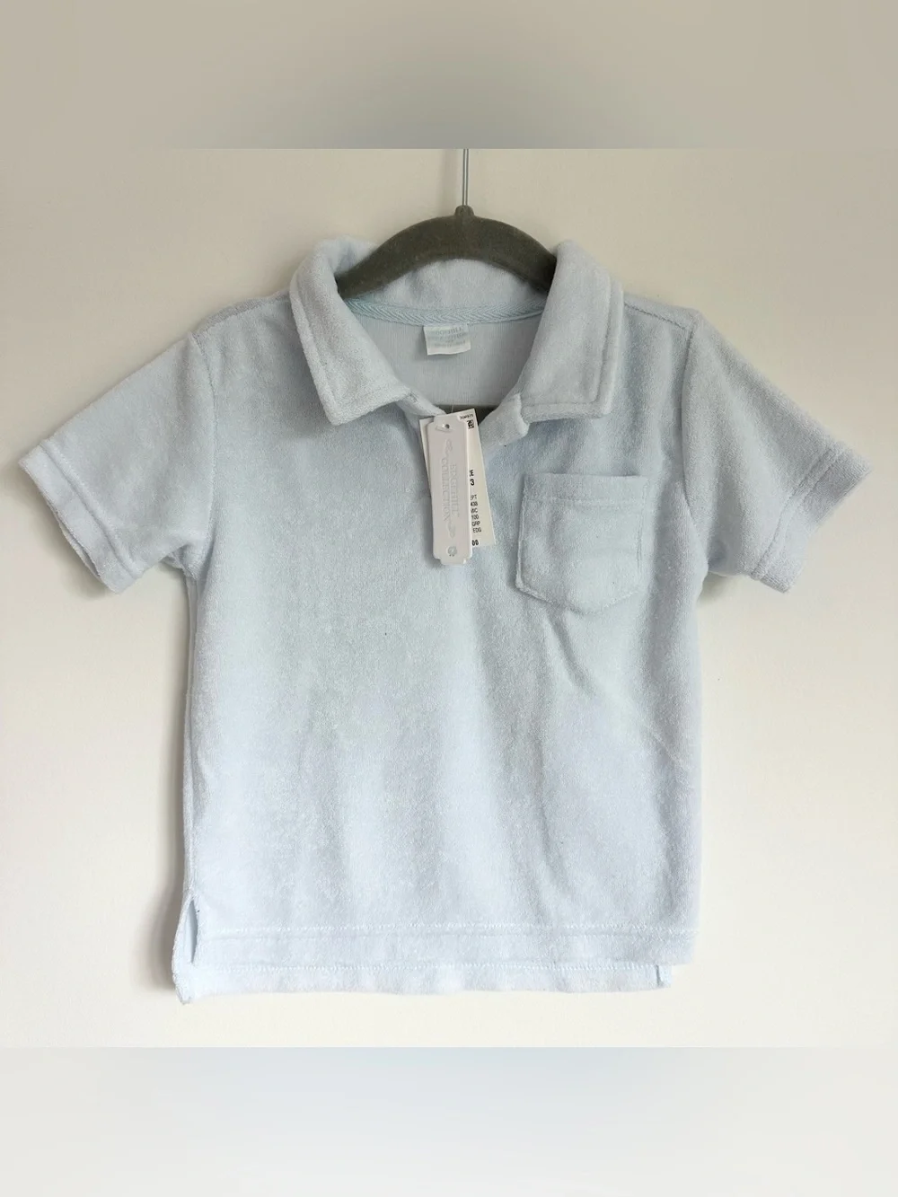 Brand New w Tags! EDGEHILL COLLECTION Light Blue Terry Polo Shirt Size 2-3Y